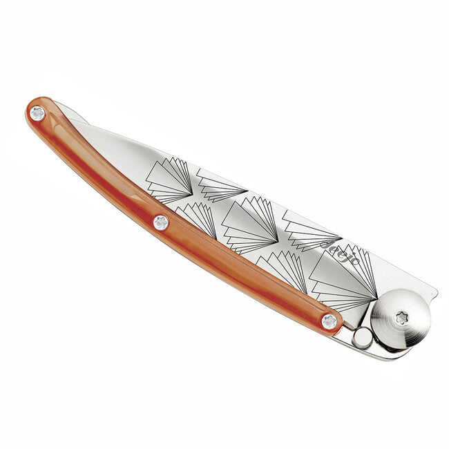 Deejo Symmetry chiusura coltello tatuaggio arancione