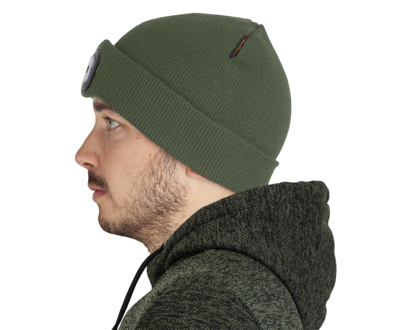 BENNON Lumos berretto con torcia led usb, verde