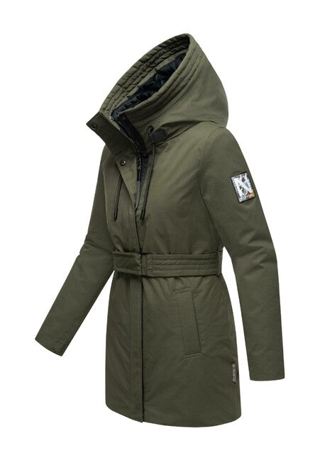 Navahoo Eishauch parka invernale da donna con cappuccio, oliva scuro
