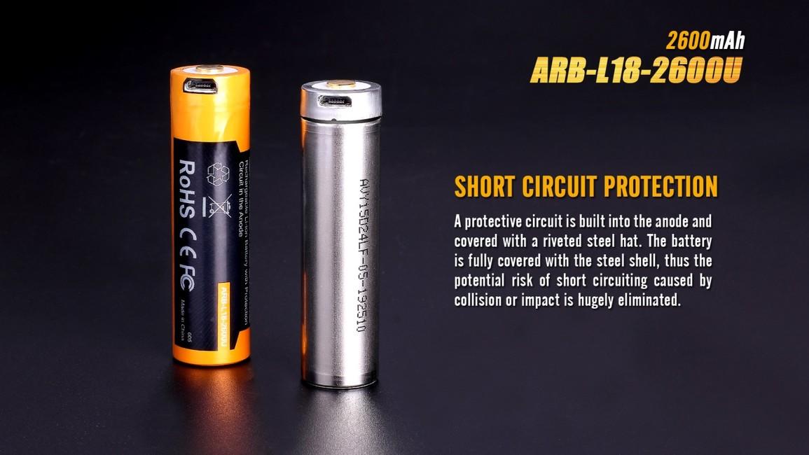 Fenix batteria ricaricabile usb 18650 2600 mAh Li-Ion