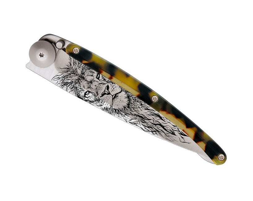 Deejo Tattoo Tartaruga coltello di chiusura, grigio titanio scuro Tartaruga Leone