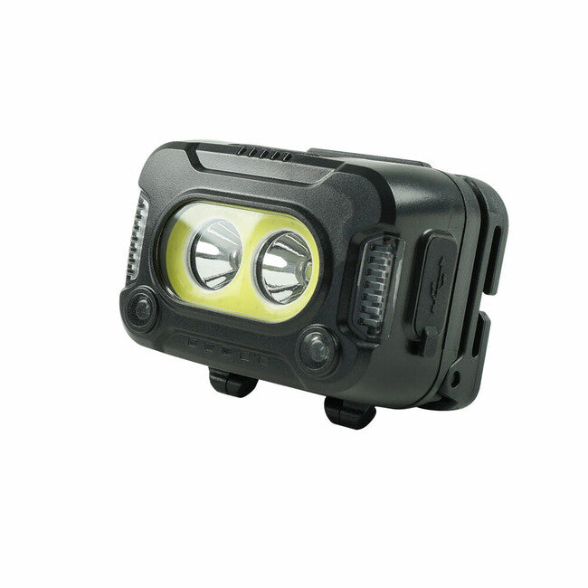 Technik Lampada frontale con gommatura, led cree xpg-2+led cob usb-c, luce rossa strobo