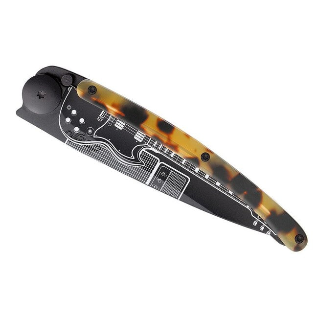 Deejo Tattoo coltello di chiusura, nero guscio di tartaruga rock´n roll