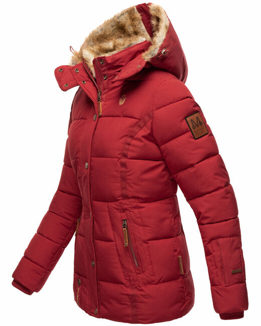 Marikoo Nekoo giacca invernale da donna con cappuccio, rosso scuro