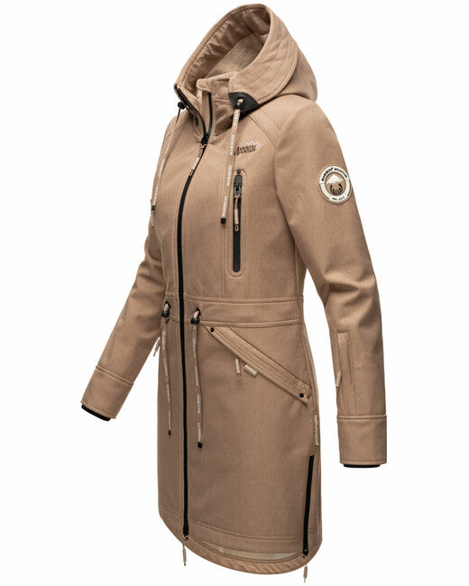 Marikoo Racquelle giacca softshell da donna con cappuccio, grigia tortora