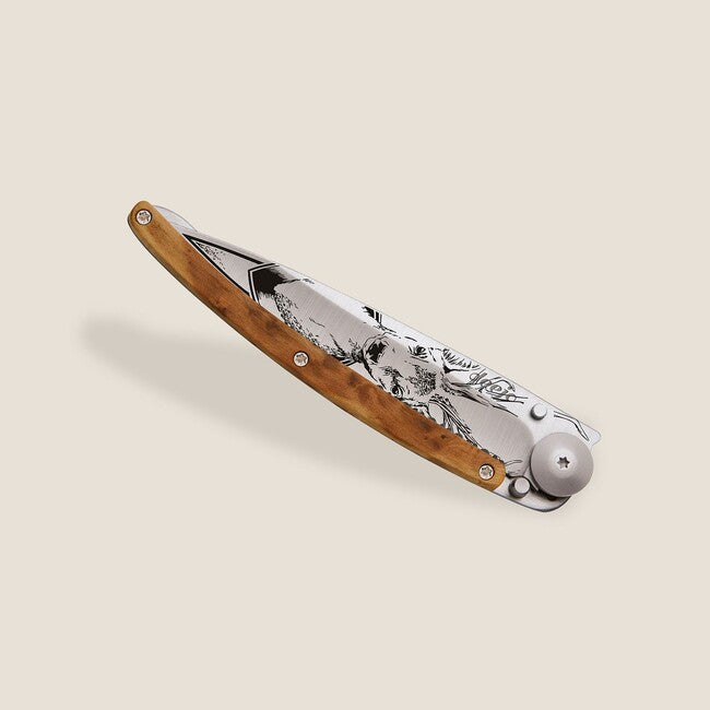 Deejo Serration titanio legno Cervo coltello di chiusura