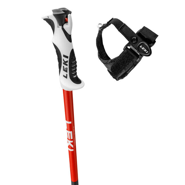Leki Bold S bastoncini da sci, antracite scuro-rosso brillante-bianco