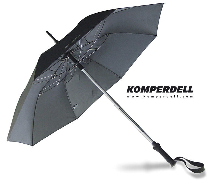 EuroSchirm Komperdell bastone da trekking combinato con ombrello, nero
