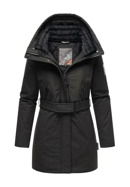 Navahoo Eishauch parka invernale da donna con cappuccio, nero