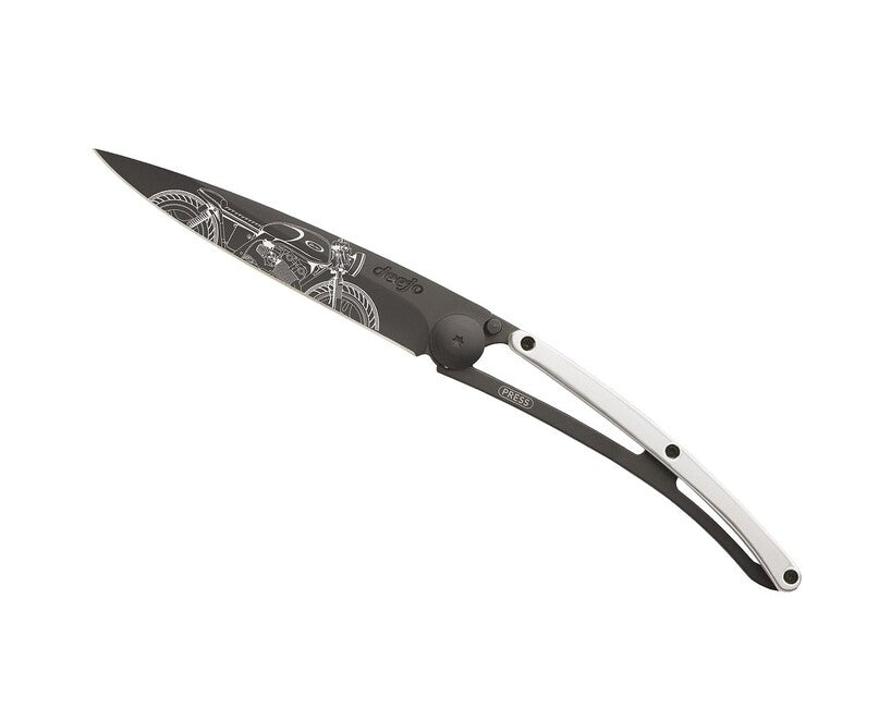 Deejo Gold Tattoo coltello Oro bianco 9kt Cafe Racer