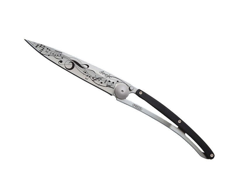 Deejo Tatuaggio coltello di chiusura in legno d'ebano Partizione