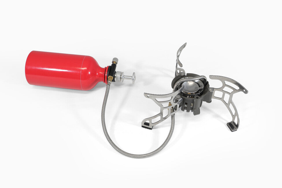 Origin Outdoors Rugged stufa da campeggio compatta a combustibile multiplo con bottiglia di combustibile e kit di attrezzi