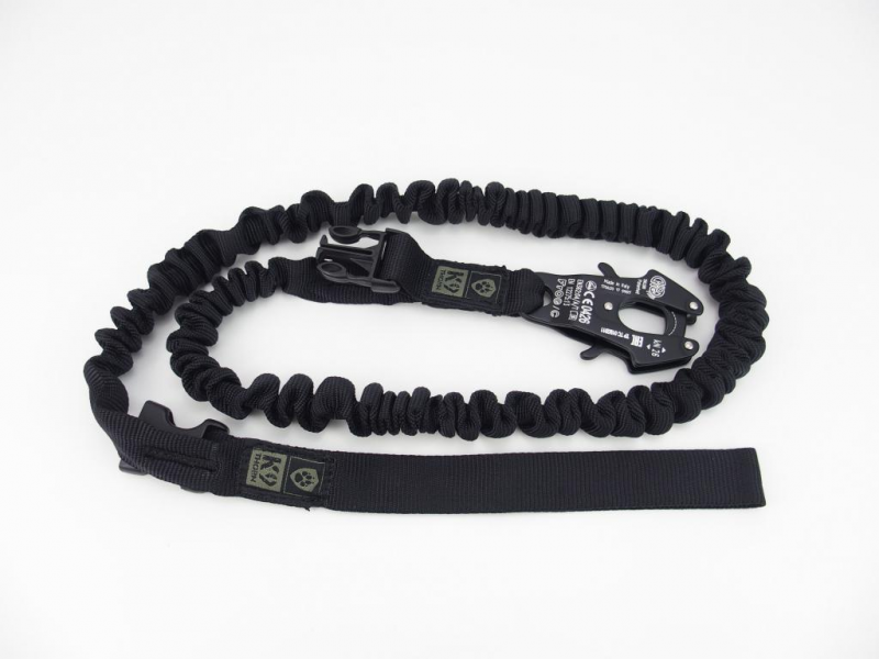 K9 Thorn Guinzaglio con ammortizzatore e moschettone kong frog, nero, M