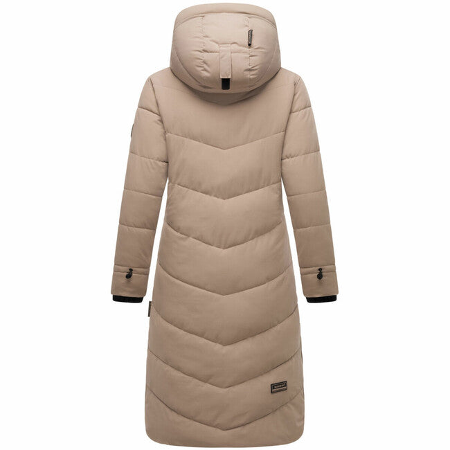 Marikoo Benikoo giacca invernale lunga da donna, taupe grey