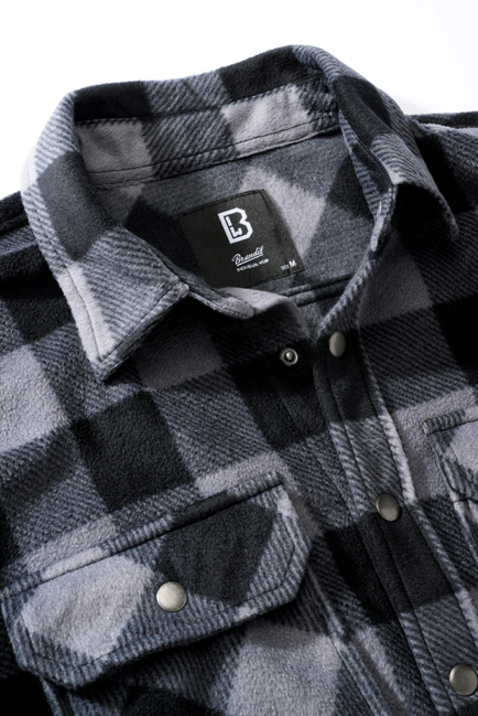 Brandit Jeff Fleece camicia a maniche lunghe, nero/grigio