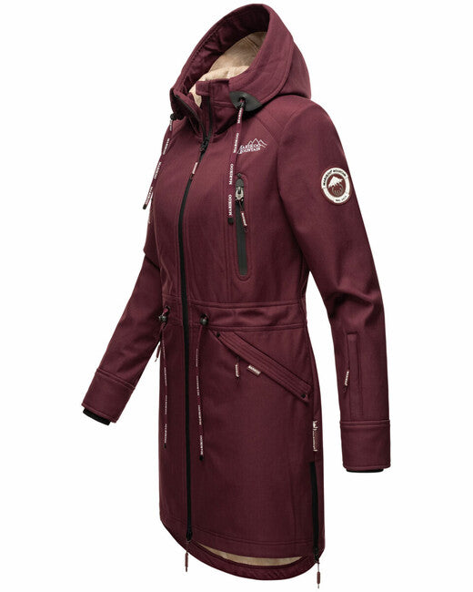 Marikoo Racquelle giacca softshell da donna con cappuccio, vino