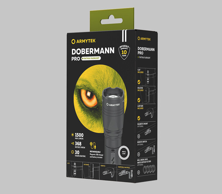 ArmyTek Dobermann Pro torcia tascabile 1400 lm potenza della batteria 114 g, bianchi