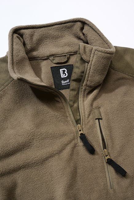 Brandit Ripstop felpa con cappuccio in pile e zip, oliva