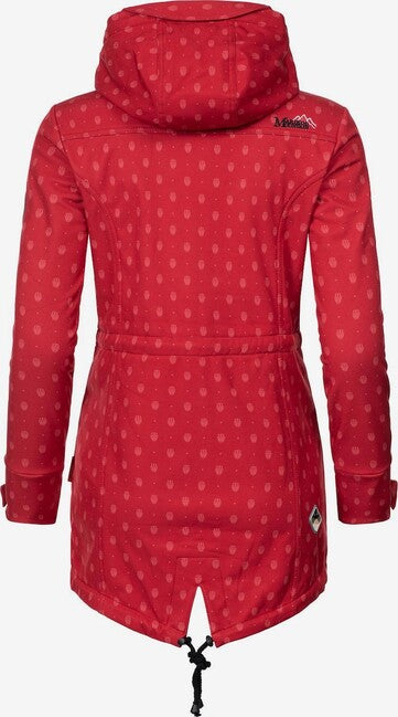 Marikoo Zimtzicke Giacca invernale softshell da donna con cappuccio, rossa w. P