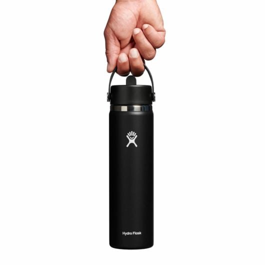 Hydro Flask Wide bottiglia termica con boccaglio 24 OZ Wide Flex Straw Cap 710 ml, nero