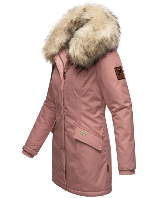 Navahoo Cristal giacca invernale da donna con cappuccio e pelliccia, rosa scuro
