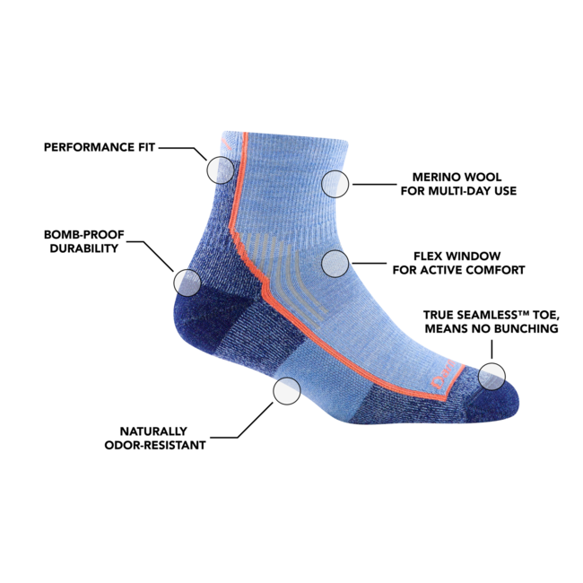 Darn Tough Hiker 1/4 calzini leggero con cuscino, berry