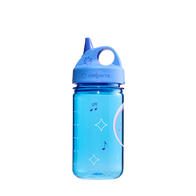 Nalgene Grip-n-Gulp biberon 0,35 l con coperchio blu, ippopotamo musicale