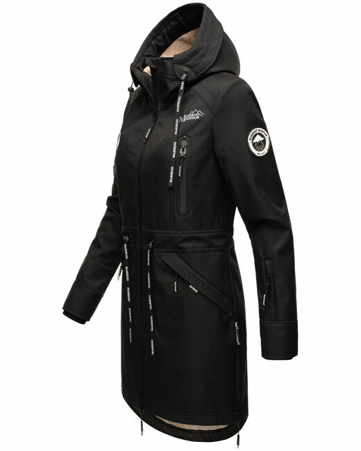 Marikoo Racquelle giacca softshell da donna con cappuccio, nera