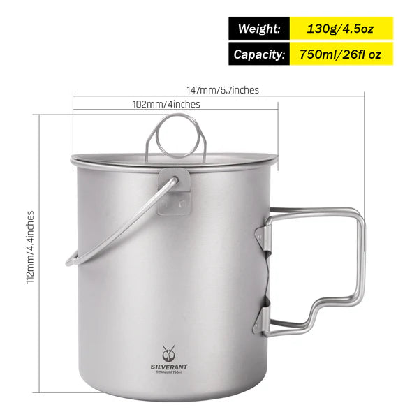 Silverant Titanium boccale 750 ml con coperchio