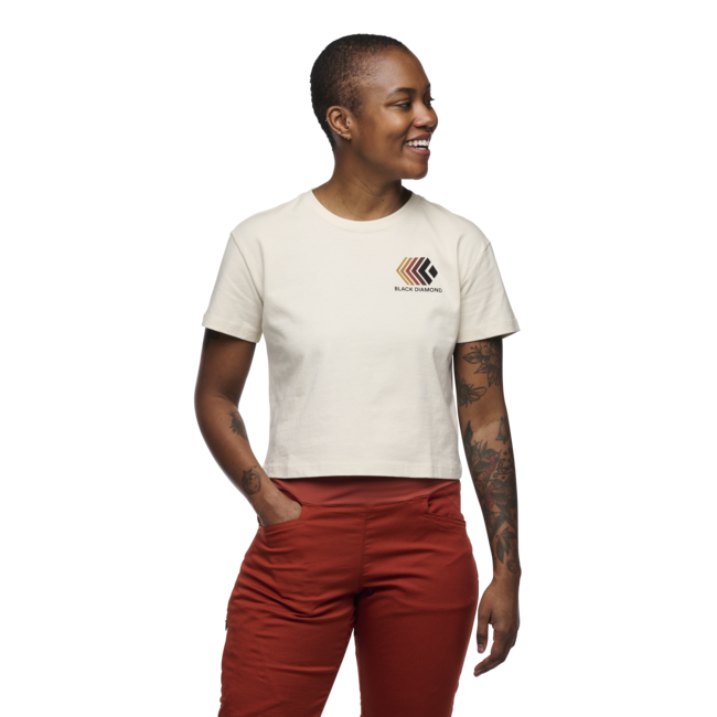 Black Diamond Maglietta donna a maniche corte sbiadita, bianco sporco