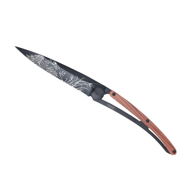 Deejo Tattoo coltello di chiusura Legno di corallo nero Phoenix
