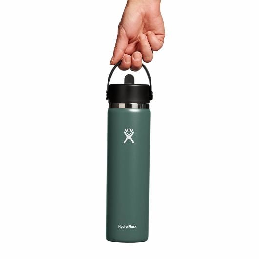 Hydro Flask Wide bottiglia termica con boccaglio 24 OZ Wide Flex Straw Cap 710 ml, abete