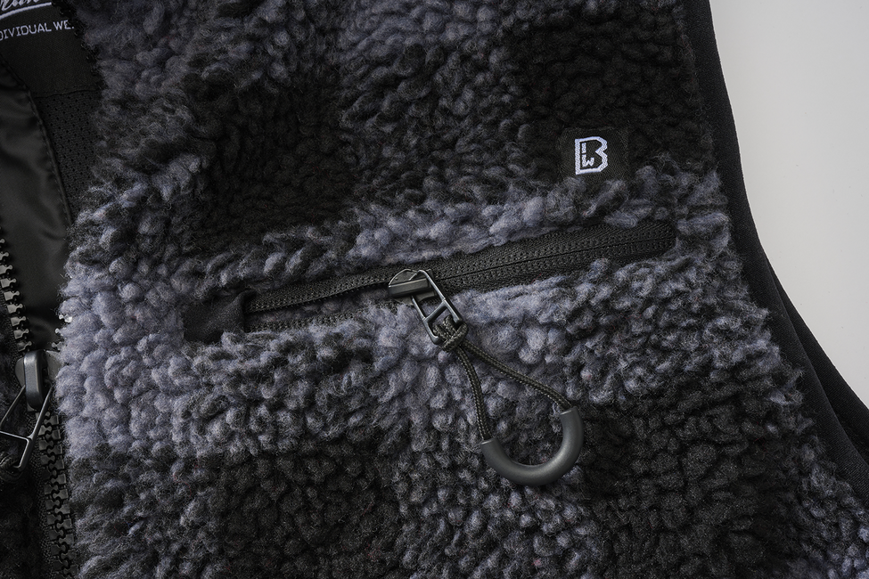 Brandit Teddyfleece gilet in pile, nero/grigio