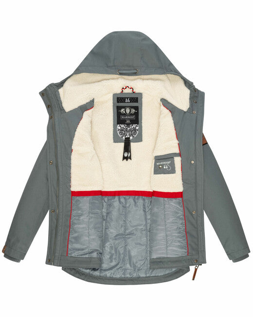 Marikoo Bikoo parka invernale da donna con cappuccio, blu tempesta