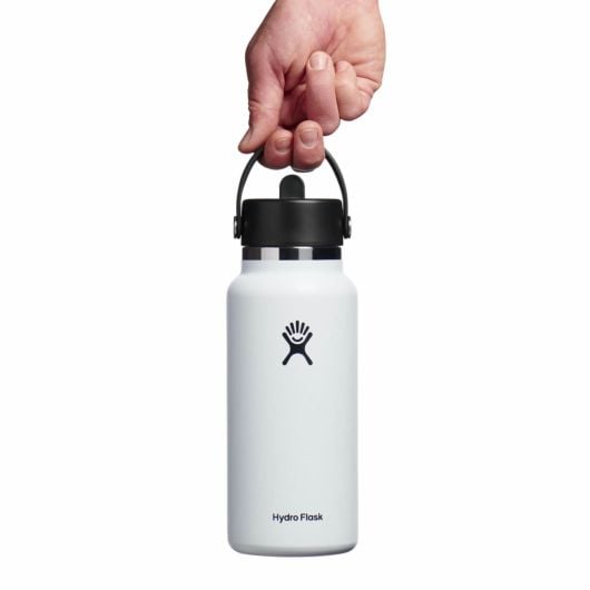 Hydro Flask Wide bottiglia termica con boccaglio 32 OZ Wide Flex Straw Cap 946 ml, bianco