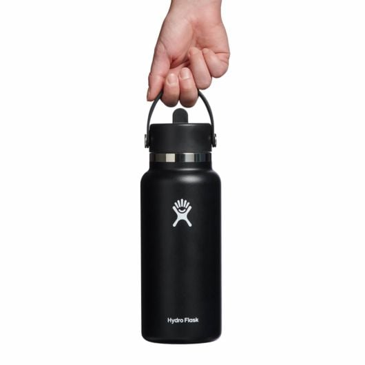 Hydro Flask Wide bottiglia termica con boccaglio 32 OZ Wide Flex Straw Cap 946 ml, nero