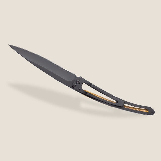 Deejo Virgo coltello di chiusura tattoo legno d'ulivo nero