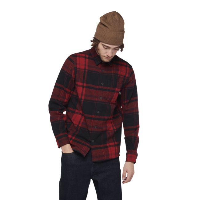 Black Diamond Project Flannel camicia di flanella da uomo, plaid rosso roccia-nero