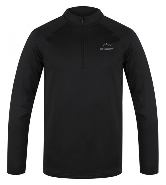 HUSKY Tromi Zip θερμικό μπλουζάκι ανδρικό με φερμουάρ, μαύρο