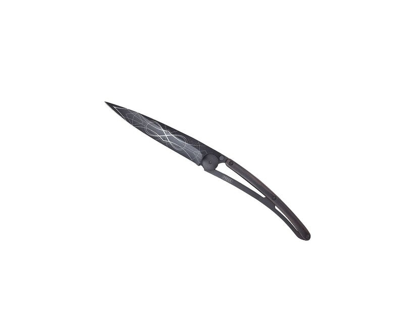 Deejo Tattoo coltello da chiusura, nero in legno d'ebano Infinity