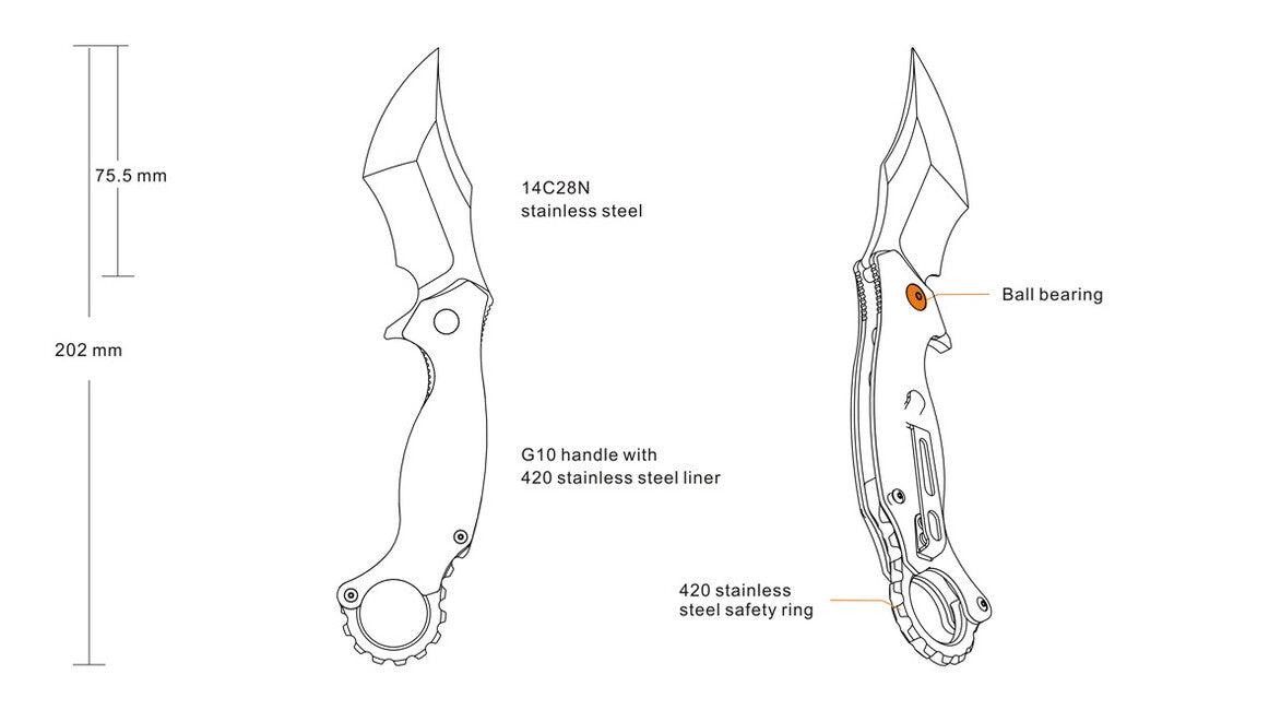 Ruike P881 coltello, nero