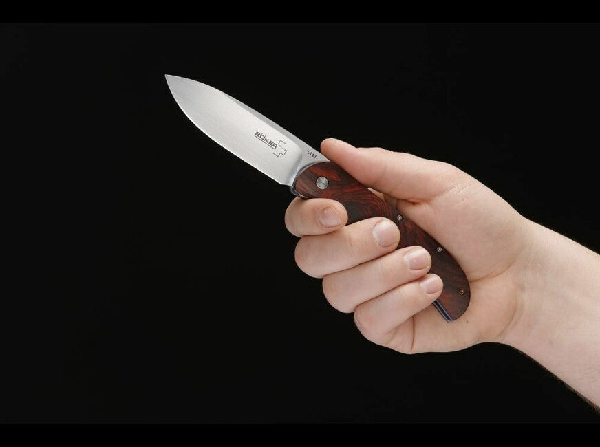 Böker Plus Exskelibur I coltello tascabile 8,9 cm, legno di cocobolo, titanio
