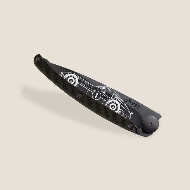 Deejo Tattoo coltello di chiusura, nero carbonio auto da corsa