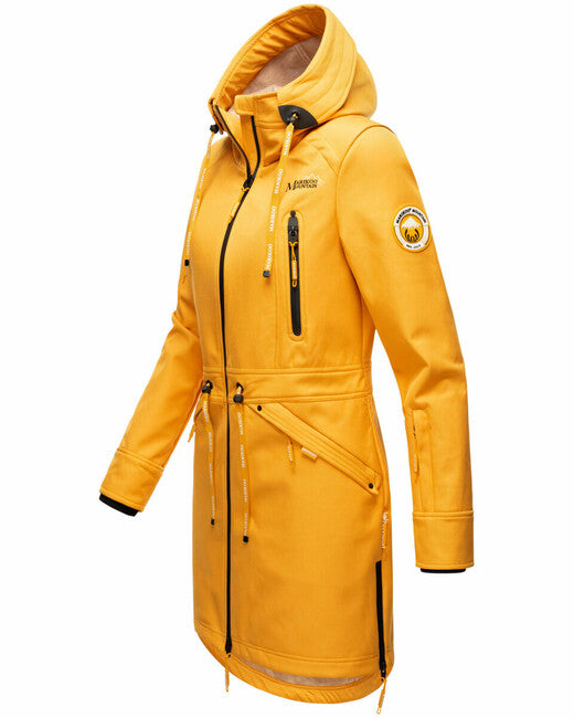 Marikoo Racquelle giacca softshell da donna con cappuccio, gialla ambra