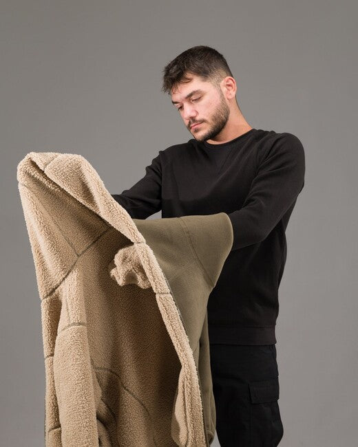 Pentagon Ianos Sherpa giacca in pile da uomo reversibile, kaki/verde