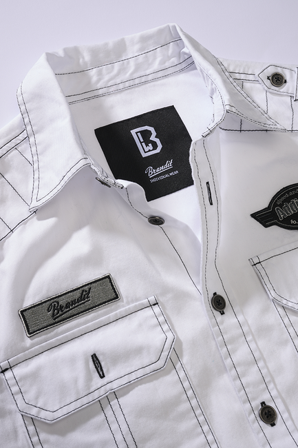 Brandit Luis Vintage camicia a maniche lunghe, bianco