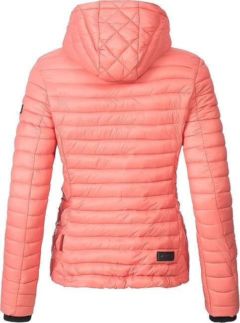 Marikoo Samtpfote giacca transitoria da donna con cappuccio, corallo