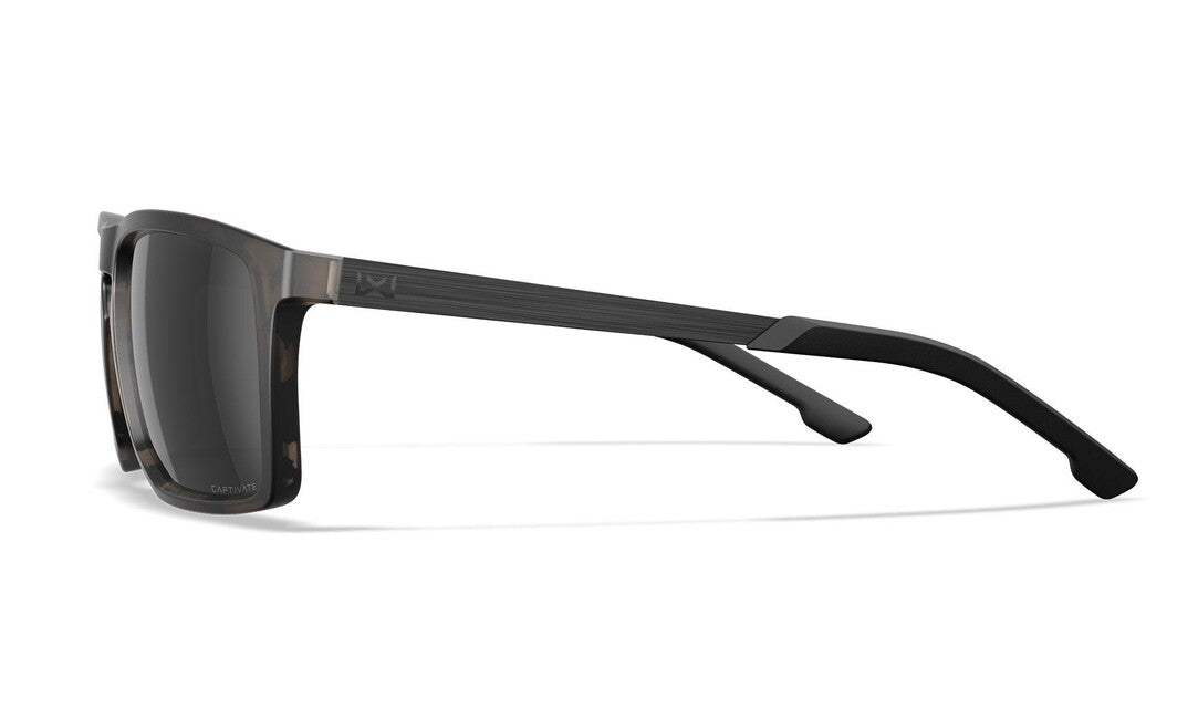 Wiley X Axe Sunglasses, Captivate Polarized Black Mirror/Matte Tortoise Brown