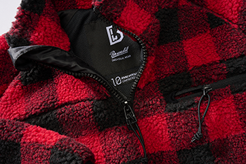 Brandit Teddyfleece Troyer giacca in pile, rosso/nero