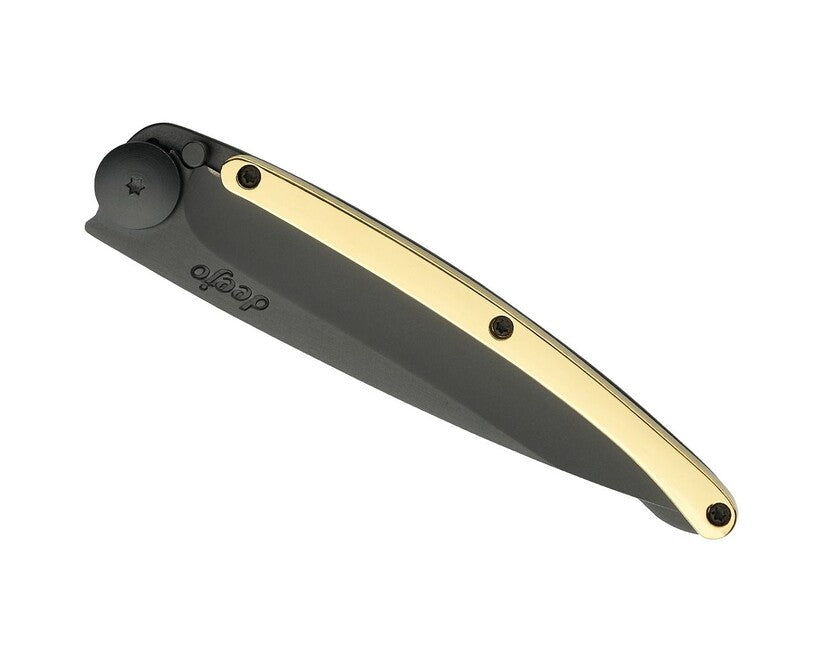 Deejo ORO coltello di chiusura nero oro giallo 23kt